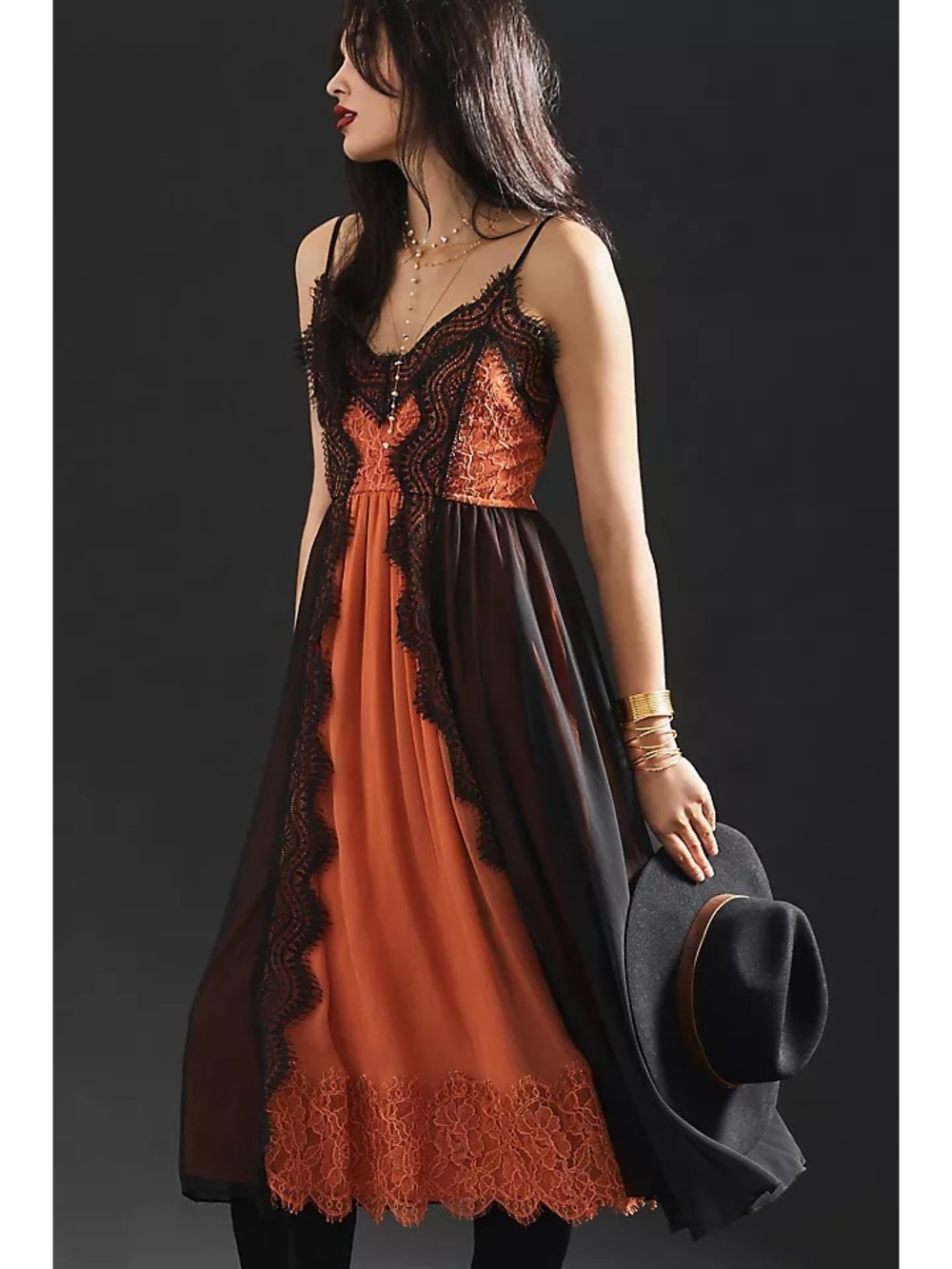 NWT Anthropologie Let Me Be Printed Boho Midi Dress Gothic Lace Bohemian - Picture 3 of 6